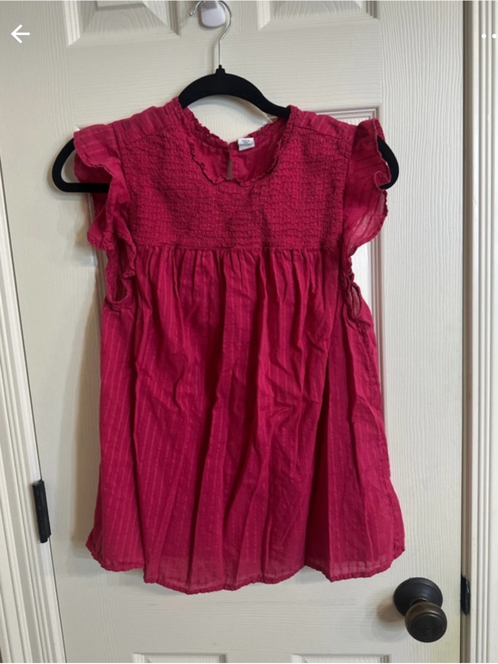 Women’s Ruffled Smocked Top - cranberry color